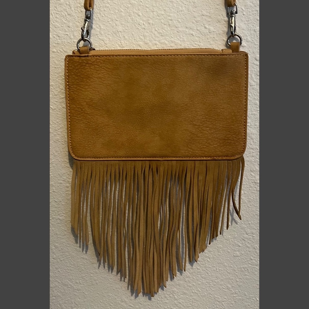 Free People Crossbody Fringe Bag Tan - Picture 2 of 4